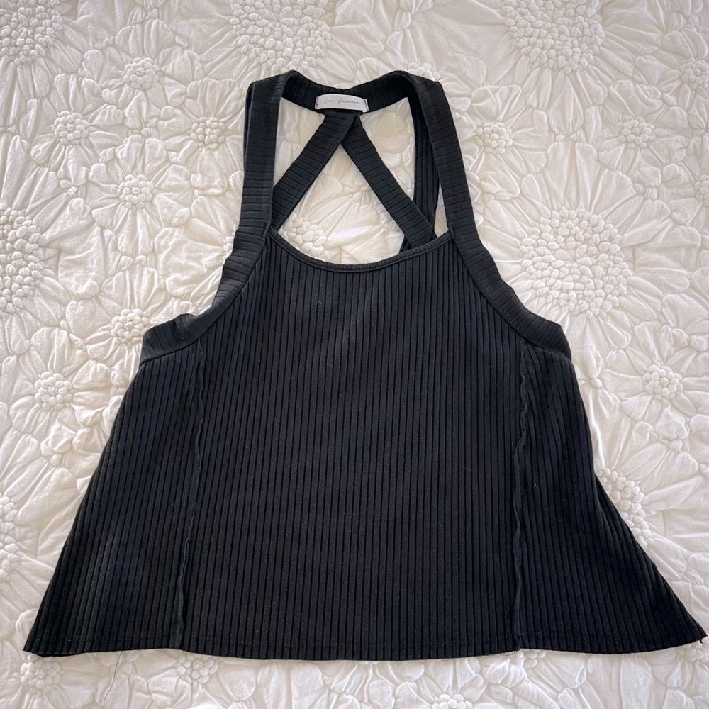 Ribbed Cross Back Tank Top